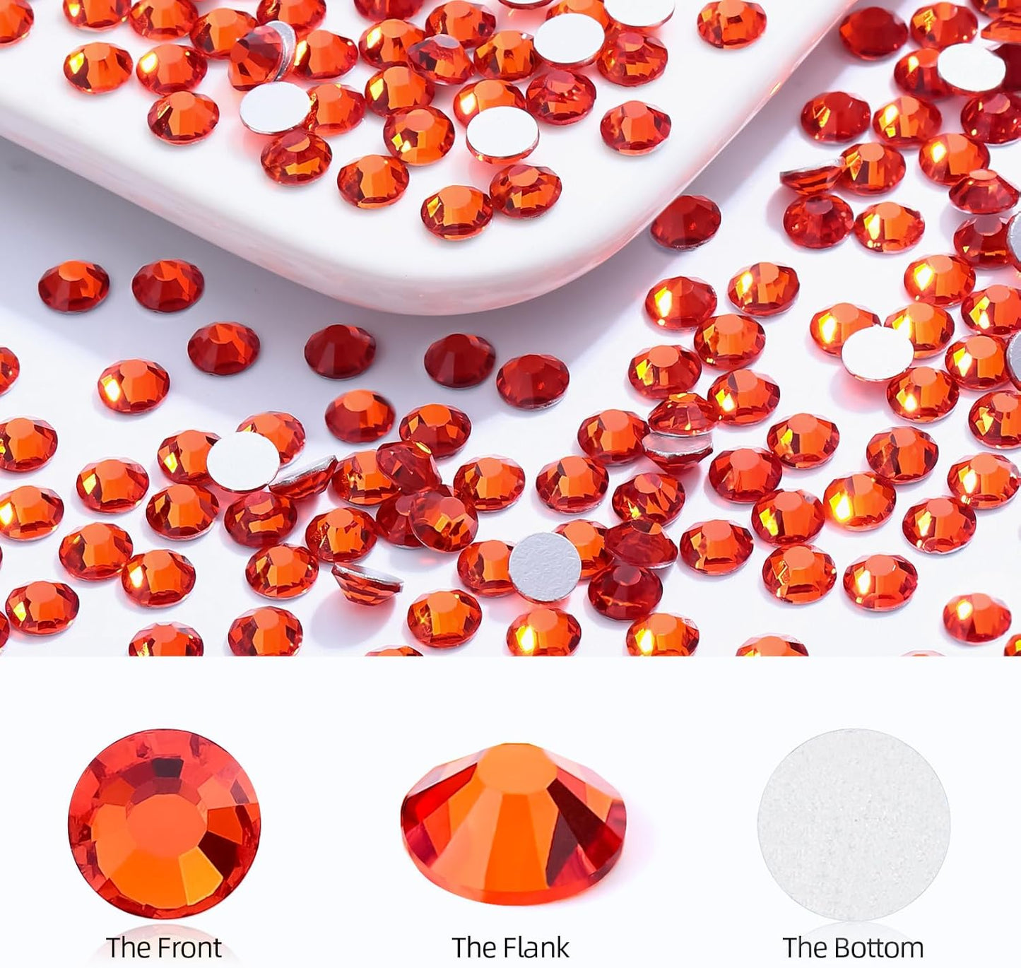 Hyacinth Flatback Rhinestones, Glass Rhinestones for Nail Art and Craft, Glue Fix, Loose Crystal Gemstones(Orange, SS12, 2880pcs, 2.9-3.0mm)
