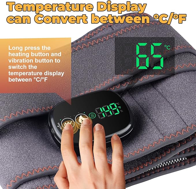 Cordless Heating Pad with Vibration for Back Pain Relief, XL Heated Back Belt Wrap with 3 Fast Heating and Vibration Massage Modes, 5000mAh Battery Operated Heat Pad for Back, Waist, Lumbar (Grey)