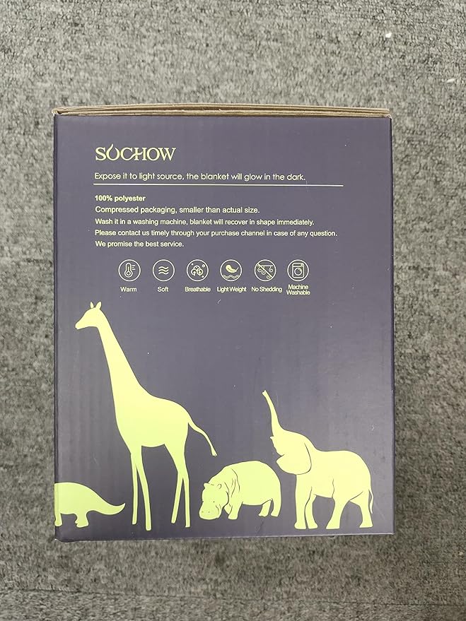 SOCHOW Glow in The Dark Throw Blanket 50 x 60 Inches, Galaxy Stars Pattern Soft Cozy Flannel Fleece Blanket for Sons Daughters, All Seasons Grey Presents Blanket for Preteens Teens