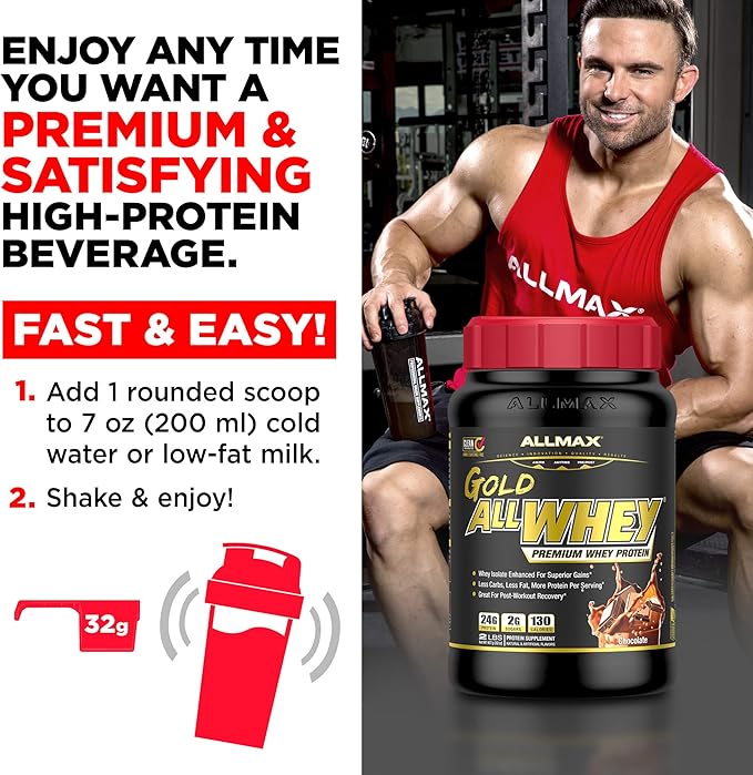 ALLMAX Nutrition Gold ALLWHEY, Chocolate Peanut Butter - 2 lb - 24 Grams of Protein Per Scoop - Gluten Free, Low Carb & Low Sugar - Approx. 30 Servings