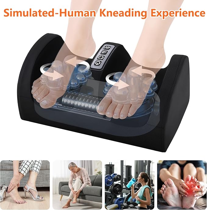 Foot and Calf Massager Machine with Heat,Shiatsu Foot Massagers with Massage Roller,Deep Tissue Massager for Plantar Fasciitis,Circulation and Pain Relief,Best Gifts for Mom & Dad(Black)