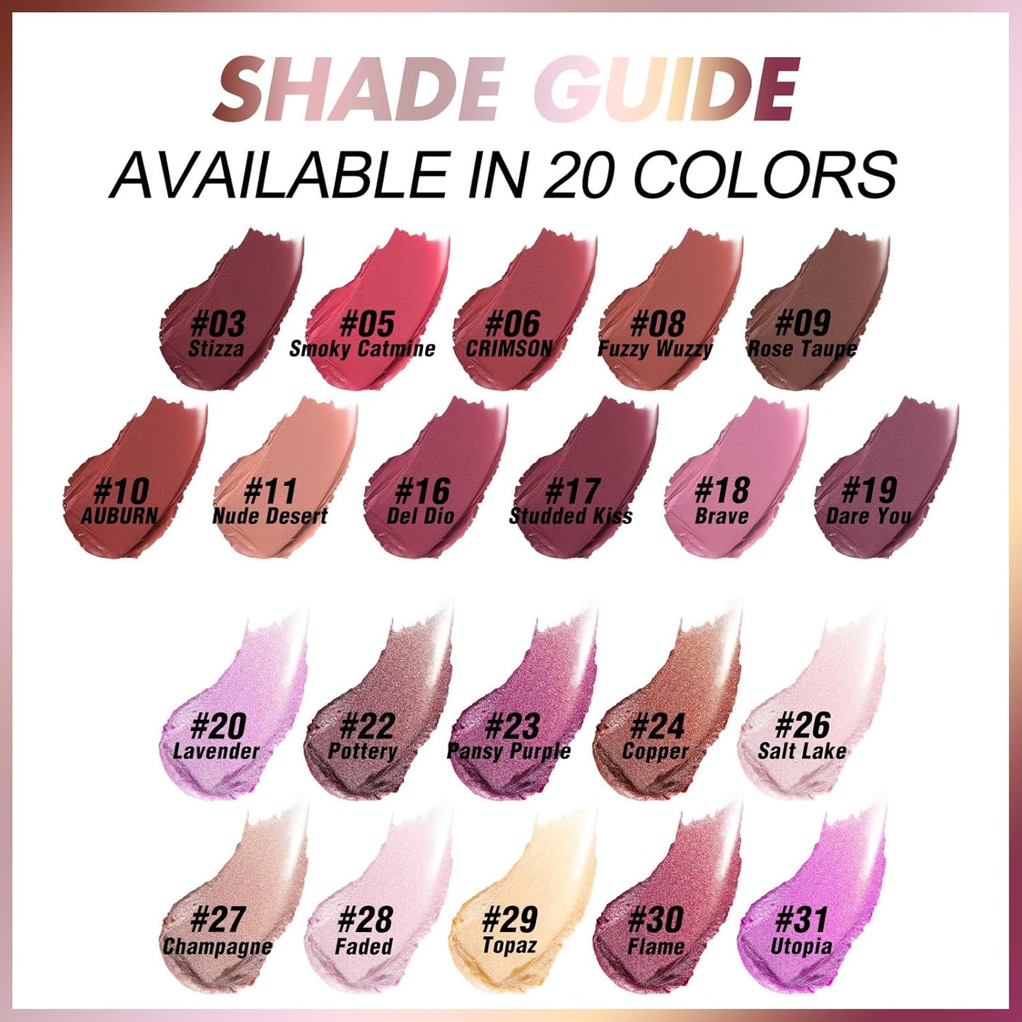 FOCALLURE Ultra Chic Metallic Lipstick,Rich Vitamin E Lip Crayon,Lightweight Shinning Color without Drying or Fading,Long Lasting Lips Makeup,#31 Utopia