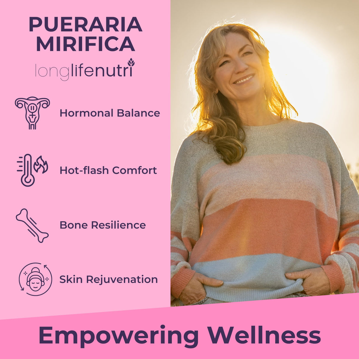 LongLifeNutri Pueraria Mirifica Root Extract – 240 Vegetarian Capsules, 1000 mg per Serving, 4-Month Supply, Made in USA (240)