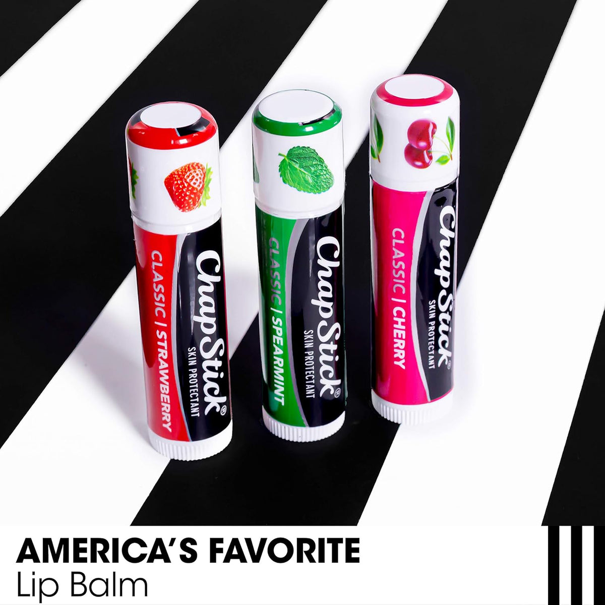 ChapStick Lip Care Bundle – Classic Collection 3-Pack with Spearmint, Cherry & Strawberry ChapStick + Classic Original Lip Balm, 0.15 Oz Ea (5 Piece Set)