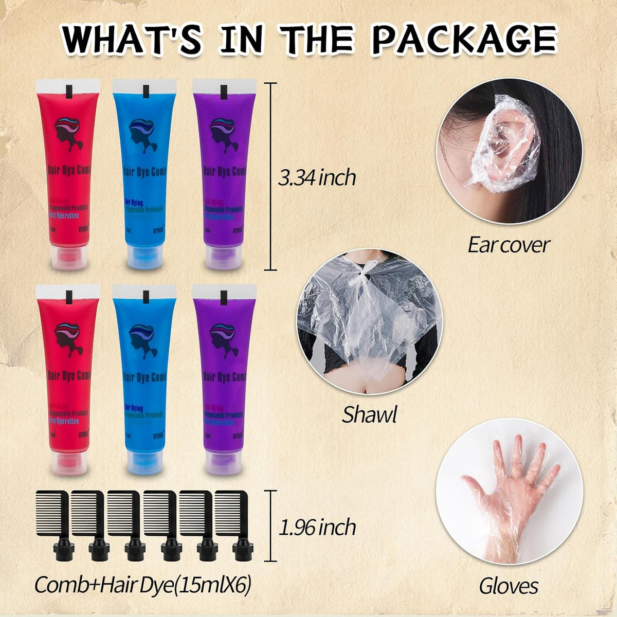 Byhoo Blue Red Purple Temporary Hair Color for Dark Hair Dye, Cream Formula, Washable Hair Dye for Kids Girls Birthday Party Halloween Cosplay Hair Gift