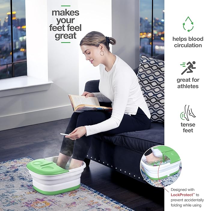 Medical king Foot Spa with Heat and Massage and Jets Includes A Remote Control Pumice Stone Collapsible Foot Spa Massager with Heat and Bubbles and Vibration