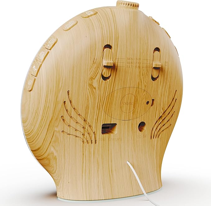 Wake Up Light Sunrise Alarm Clock for Kids, Heavy Sleepers, Bedroom, Full Screen with Sunrise Simulation, Dual Alarm, FM Radio, 15 Nightlights, 8 Sounds, Sleep Timer, Wood Grain