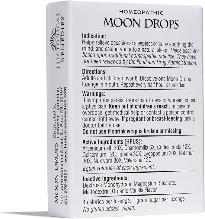 Moon Drops Sleep Aid Lozenges (6 Pack) | Homeopathic Vanilla Flavor Supplement, Non-Habit Forming Vegan Gluten-Free Sleep Support Including Coffea Cruda 12X