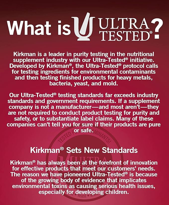 Kirkman - Children's Multivitamin & Mineral Chewable with 5-MTHF - 120 Capsules - Potent Broad-Spectrum Vitamin/Mineral Supplement - with Coenzyme Q-10 - Natural Mango Peach Flavor