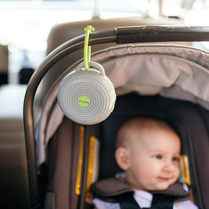 Yogasleep Hushh Portable White Noise Machine for Baby, 3 Soothing, Natural Sounds with Volume Control, Compact for On-The-Go Use & Travel, USB Rechargeable, Baby-Safe Clip & Child Lock, Grey, 2 Count