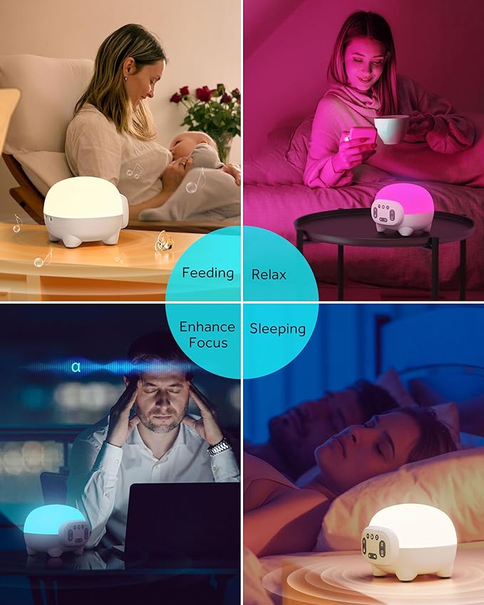 Sound Machine for Kids Sleep with 8 Colors Night Light – 42 Soothing Natural Sounds | Rechargeable | Timer | White Noise Machine for Baby Kids Adults