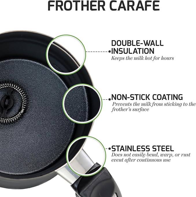 OVENTE Electric Milk Frother and Steamer, Automatic Hot and Cold Foam Maker for Coffee, Latte, Cappuccino or Macchiato, 500W Double-Wall Stainless Steel Milk Warmer with Auto Shutoff, Silver FR3608BR