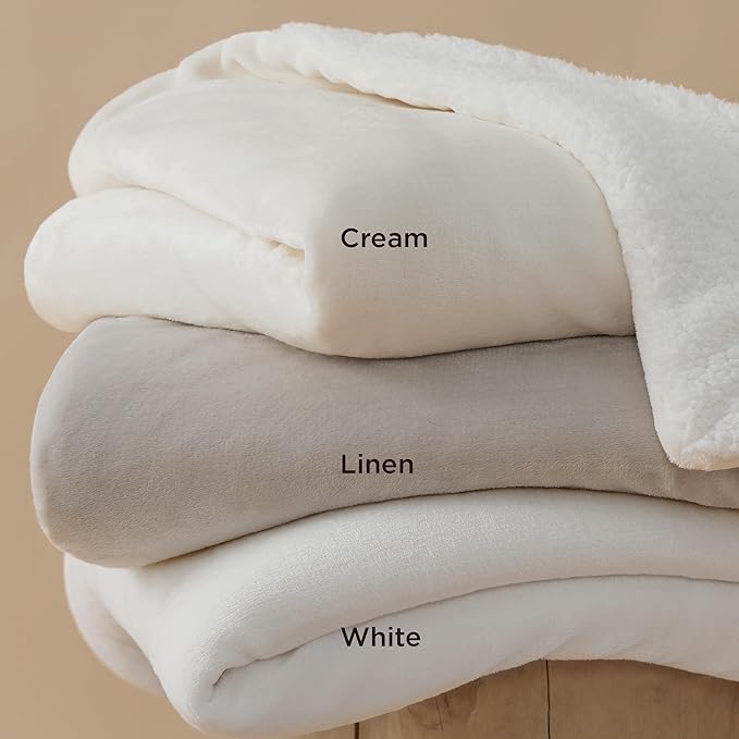 Bedsure Sherpa Fleece Throw Blanket for Couch - Thick and Warm, Soft Fuzzy Plush Throw Blanket for Winter, White, 50x60 Inches