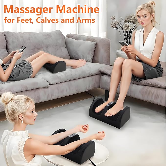 Foot and Calf Massager Machine with Heat,Shiatsu Foot Massagers with Massage Roller,Deep Tissue Massager for Plantar Fasciitis,Circulation and Pain Relief,Best Gifts for Mom & Dad(Black)