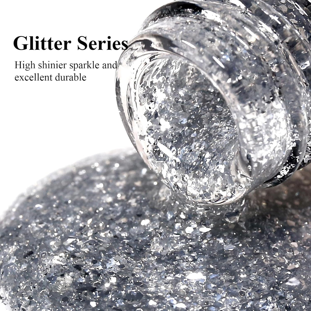 Imtiti Glitter Gel Nail Polish, Silver Glitter Gel Polish Diamond Shimmer Sparkle Soak Off UV LED Autumn Winter Manicure 10ML