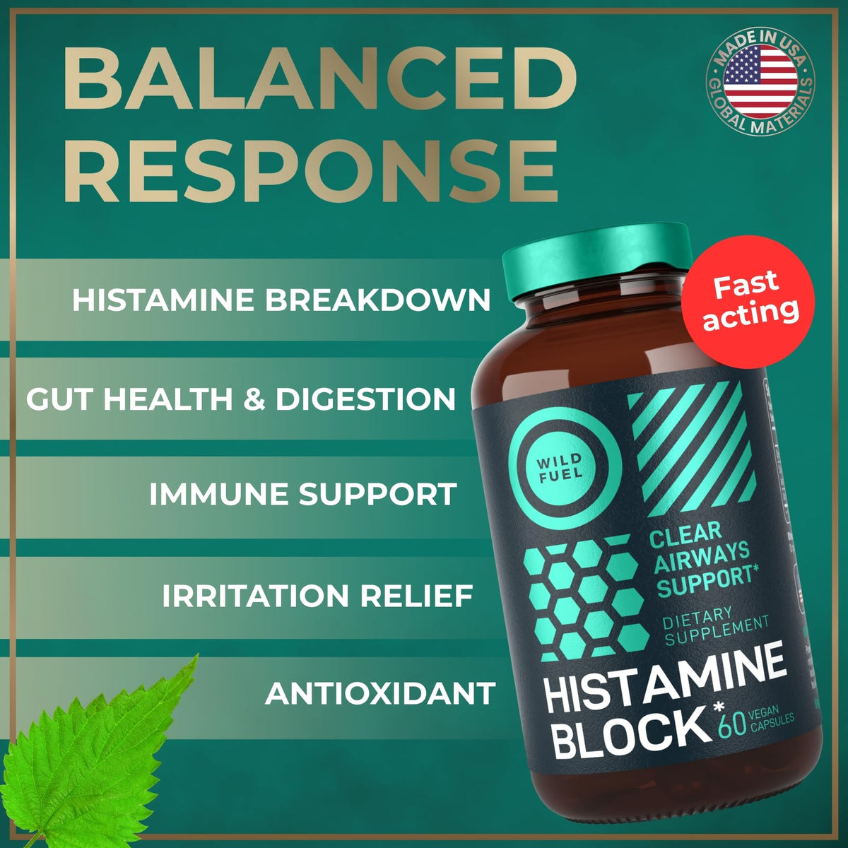 Histamine Block Flavonoids Supplements - Quercetin, Nettle, Atermesia Natural Source Flavonoids - Seasonal Allergy Balance Supplements Histamine Blocker - 120 Homeopathic Allergy Relief D-Hist Caps