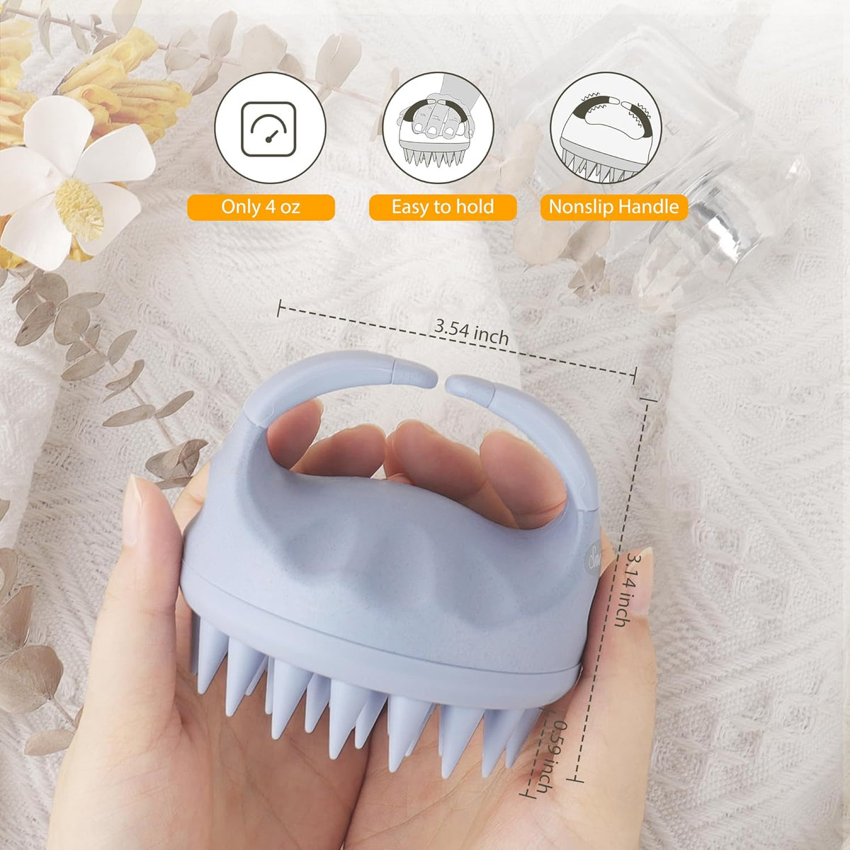 Sndyi Scalp Massager Shampoo Brush, Scalp Scrubber with Soft Silicone Bristles, Scalp Exfoliator for Dandruff Removal, Scalp Massager for Hair Growth, Wet Dry Hair Brush for Scalp Care, Sky Blue