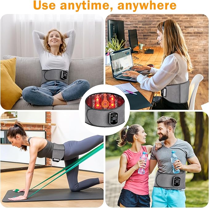 Cordless Heating Pad for Back Pain Relief, Lumbar Massaager with Heat, Heated Back Belt Abdomen Warmer Lumbar Support, Rechargeable Heating Massage