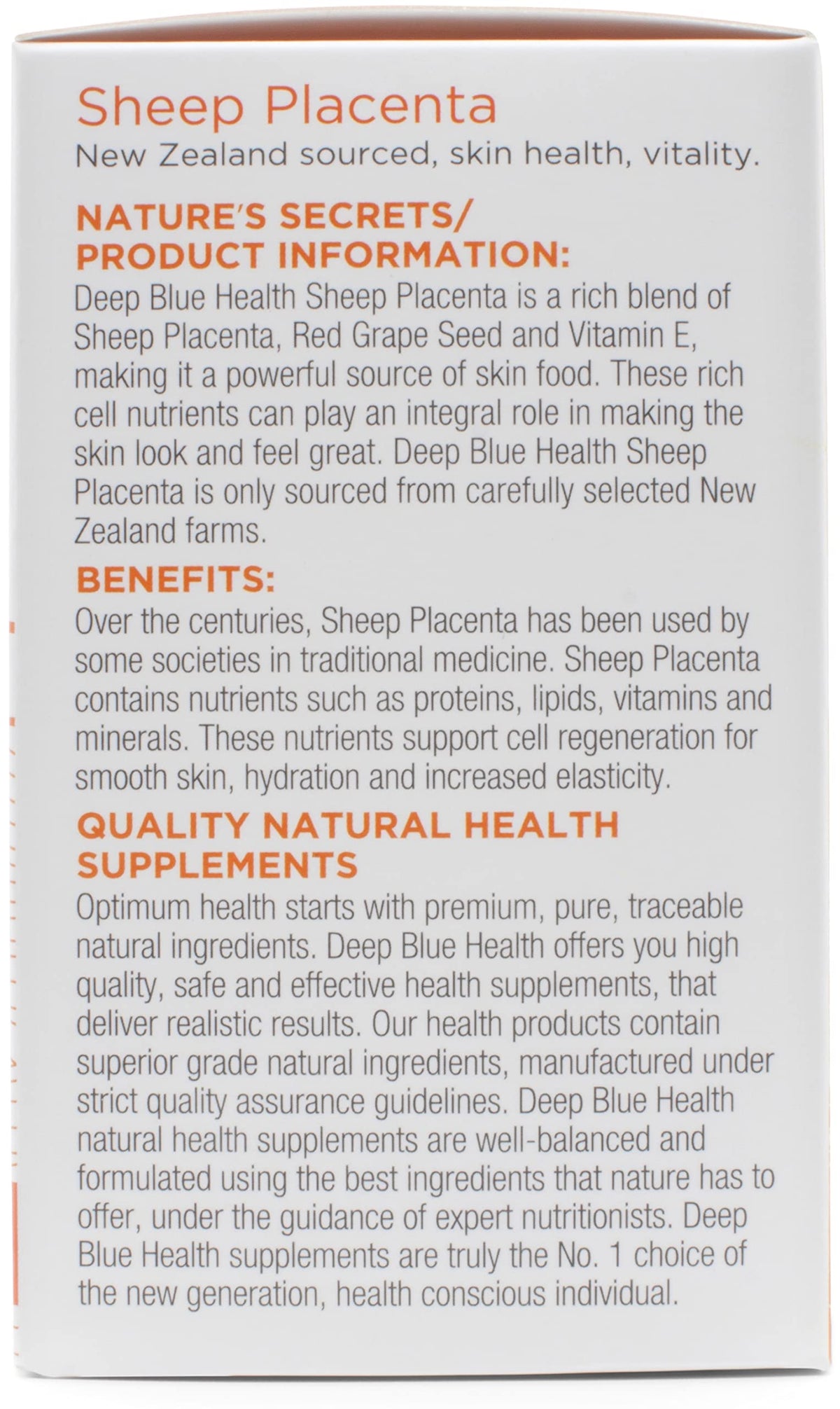 New Zealand Sheep Placenta w/ Grape Seed Extract and Vitamin E - 13500mg x 60 Soft Gel Capsules - Supports Skin Health and Vitality