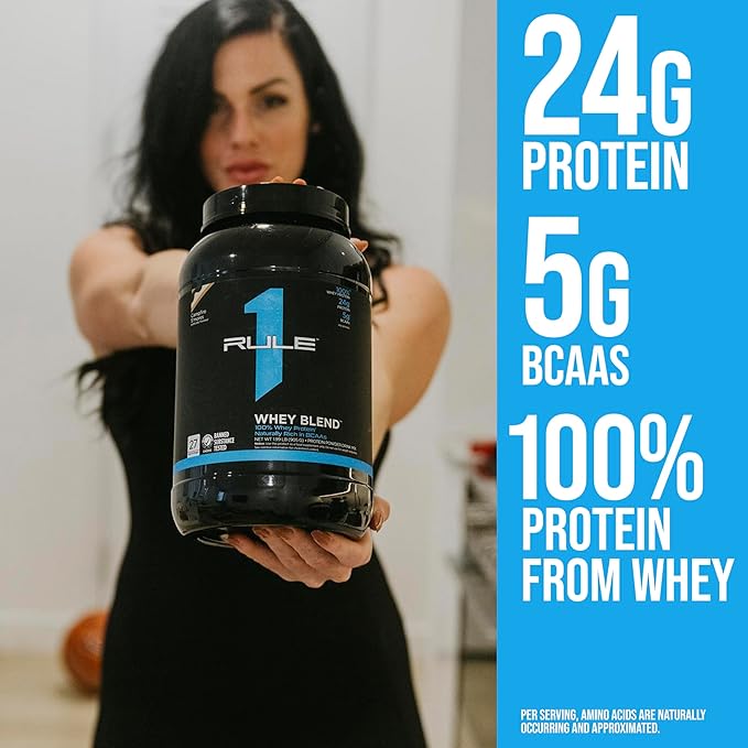 Rule One Proteins, R1 Whey Blend-Lightly Salted Caramel, 24g Fast-Acting Whey Protein Concentrates, Isolates, and Hydrolysates Per Serving, with Naturally Occurring EAAs and BCAAs, 5lbs
