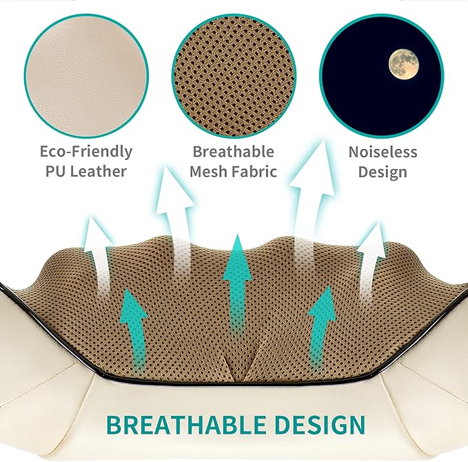 Nekteck Shiatsu Neck and Back Massager with Soothing Heat, Electric Deep Tissue 3D Kneading Massage Pillow for Shoulder, Leg, Full Body Muscle Pain Relief, Car, Office and Home Use