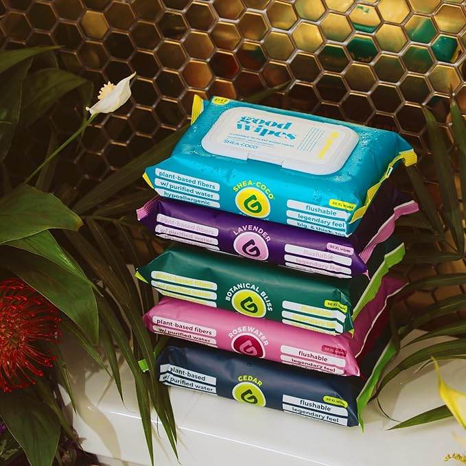 goodwipes Flushable Butt Wipes - Extra Large Adult Wet Wipes For Women & Men - Bathroom Essentials - Sewer & Septic Safe - Bathroom Essentials - Cedar, 418 Count (8 Packs + 1 Travel)