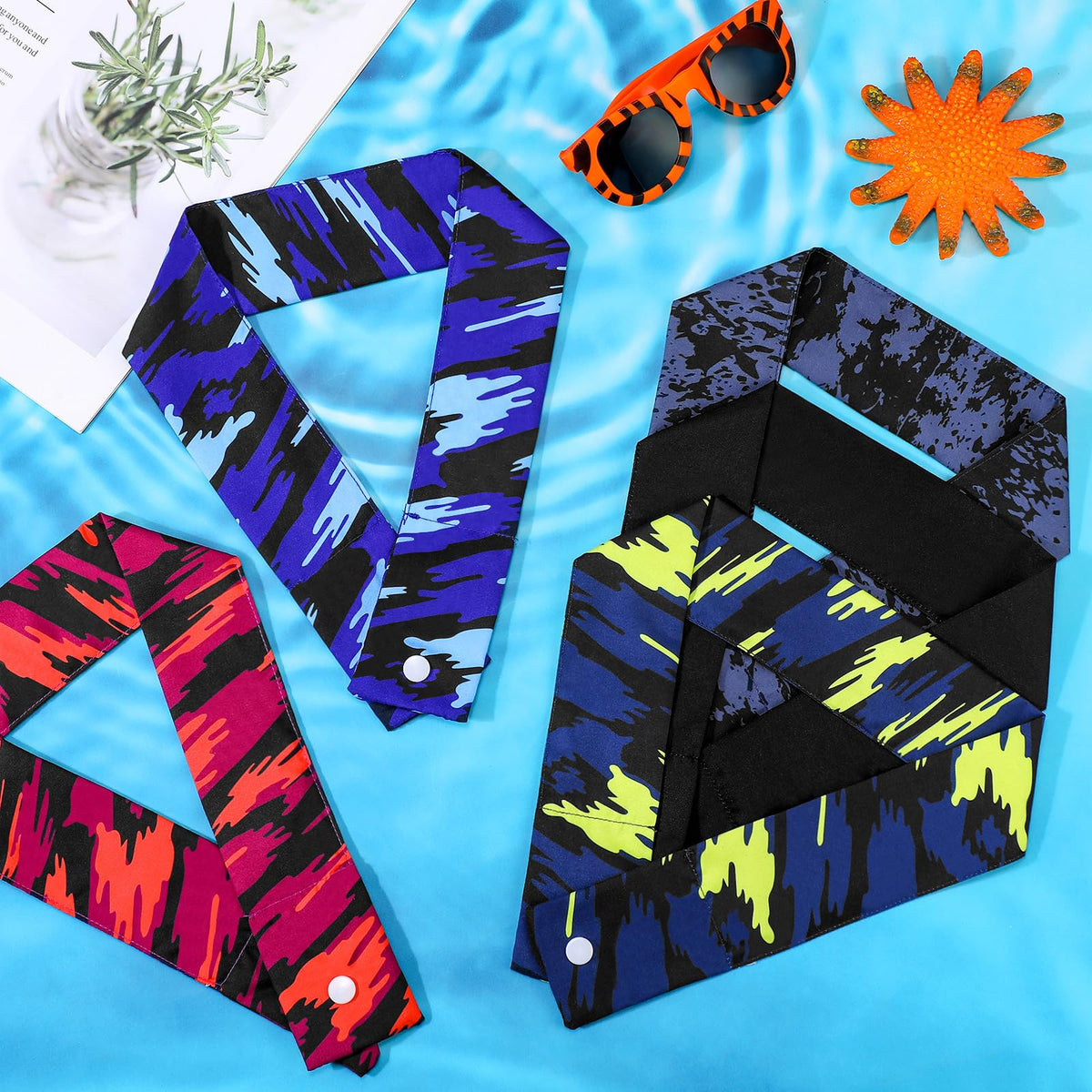 Tarpop 15 Pieces Cooling Neck Wraps Bulk Camo Ice Cooling Bandana Reusable Cooler Scarf Tube for Hot Weather Outdoor Fishing Running