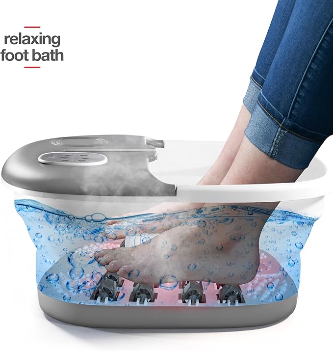 Medical king Foot Spa with Heat and Massage and Jets Includes A Remote Control A Pumice Stone Collapsible Foot Spa Massager with Heat and Massage Bubbles and Vibration