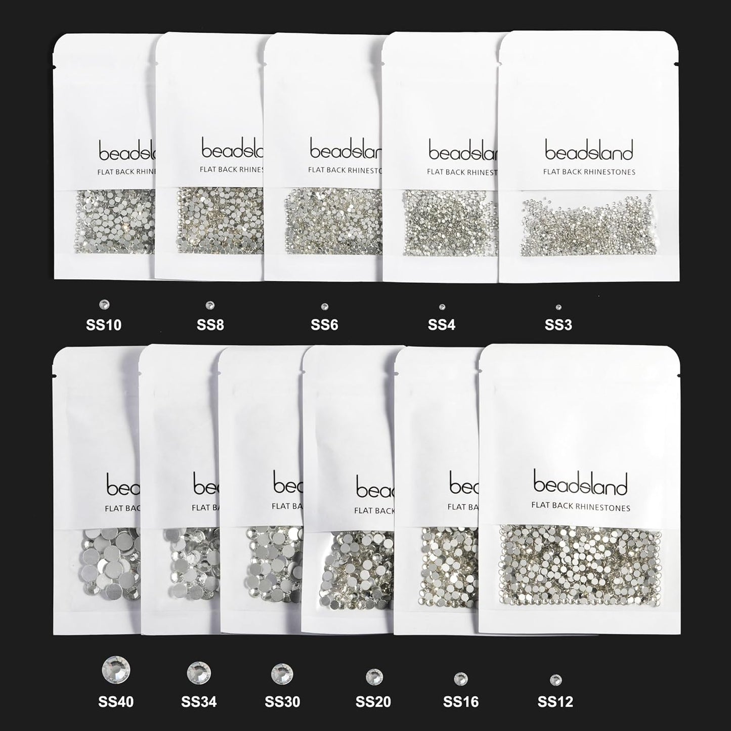 beadsland Flat Back Crystal Rhinestones Round Gems, Aquamarine (3.8-4.0mm) SS16/1440pcs