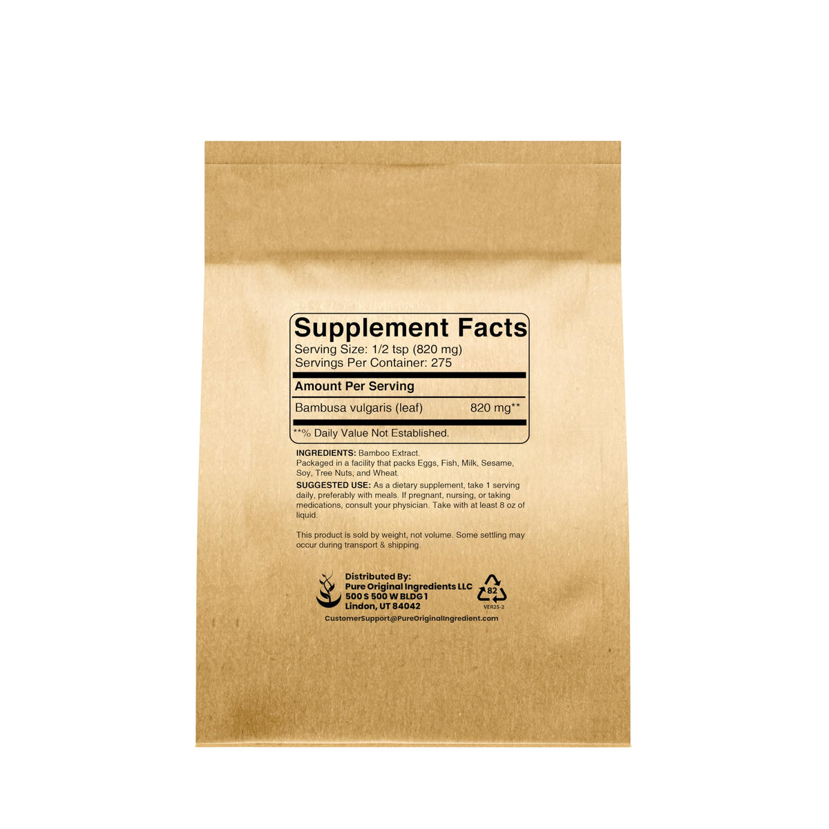 Pure Original Ingredients Bamboo Extract (8oz) Non-GMOm Gluten-Free, Herbal Supplement