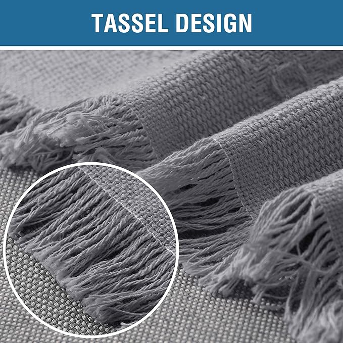H.VERSAILTEX Cotton Sofa Covers Couch Cover Sofa Slipcover for Most Shape Sofas, Feature Thick Woven Jacquard Seamless with Tassels, Multi-Use Decorative for Couch (Medium: 71" x 91", Grey)