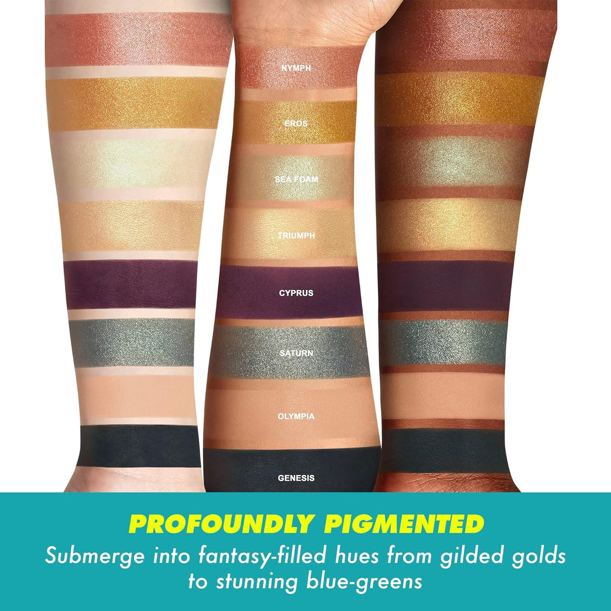 Lime Crime Eye & Face Palette, Prelude, Chroma - 8 Highly Pigmented Matte & Metallic Shades of Golds, Deep Purple & Teal - Highly Pigmented Color & Easy to Blend - Mirrored Box - Vegan