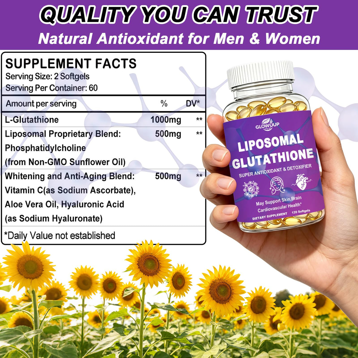Liposomal Glutathione Supplement, Extra Strength 1000mg Glutathione Softgel
