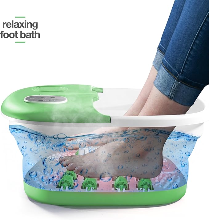 Medical king Foot Spa with Heat and Massage and Jets Includes A Remote Control Pumice Stone Collapsible Foot Spa Massager with Heat and Bubbles and Vibration
