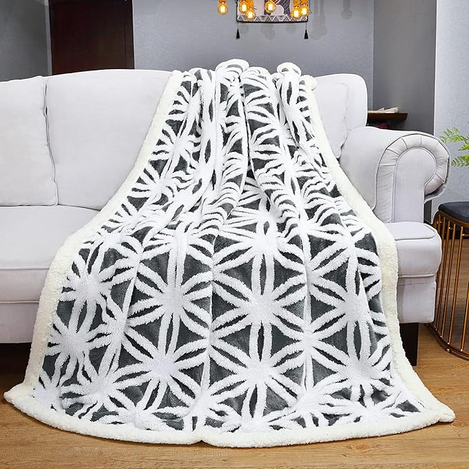 LOMAO Sherpa Fleece Blanket Fuzzy Soft Throw Blanket Dual Sided Blanket for Couch Sofa Bed (Dark Grey, 60''x80'')