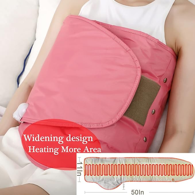 Heating Sauna Belt with Hot Compress & Vibration Massage，Lumbar Abdominal Stomach Belly Massager Back Pain Relief Machine,for Body Muscle Relax, Waist Trimmer Fitness Home Exercise(Pink)