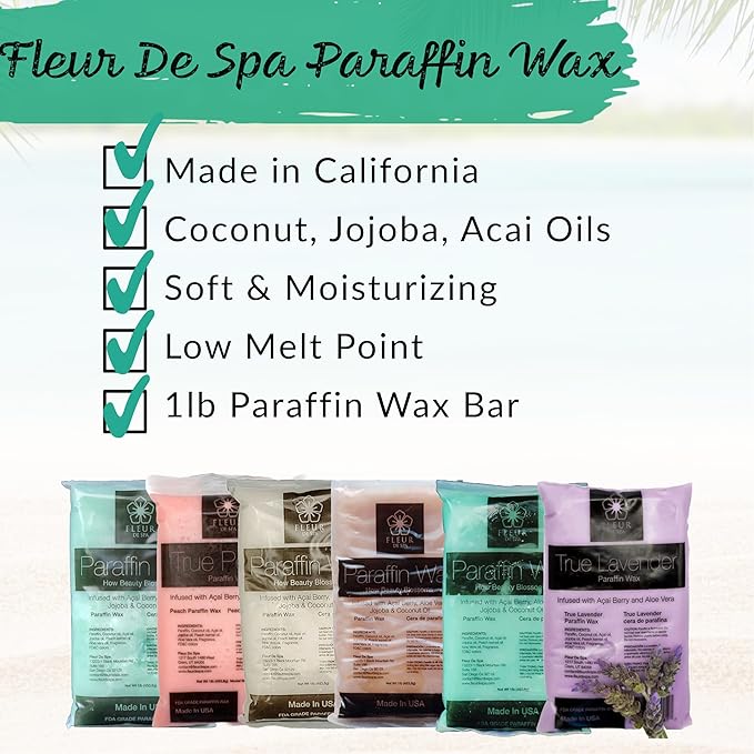 Premium Paraffin Wax Refills - Made in USA - Enhanced and Rich Oil Infusion of Coconut and Jojobo for Luxurious Spa and Home Use on Hands and Feet (Unscented, 1 pound)