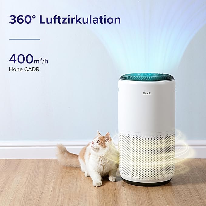 LEVOIT Air Purifiers for Home Large Room Up to 1733 Ft² in 1 Hr With Air Quality Monitor, HEPA Sleep Mode, Auto Mode, Smart WiFi, 3-in-1 Filter Captures Pet Allergies, Smoke, Dust, Core 400S-P, White