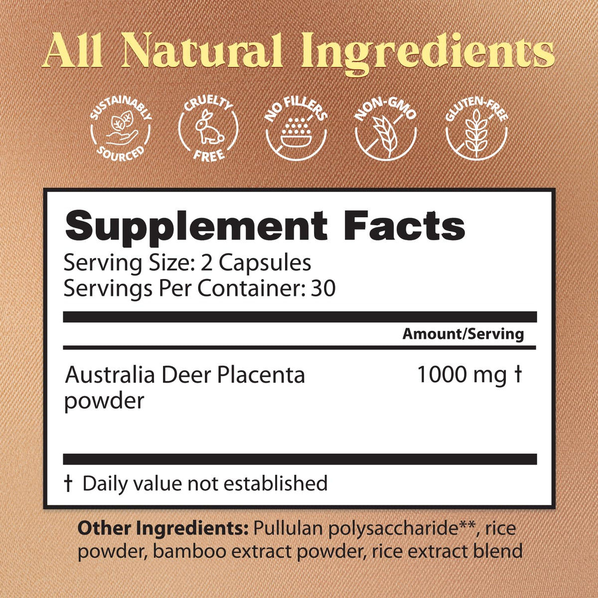 Dragon Herbs Deer Placenta Capsules | Deer Placenta Supplement to Support Vitality & Wellness | All Natural Ingredients, Non-GMO (60 Capsules, 500 mg Per Capsule)
