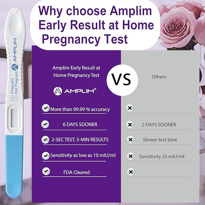 AMPLIM HCG Early Detection Pregnancy Test Bulk Stick – 6-Days Sooner, Extra Sensitive 10 MIU/mL, FSA HSA, Midstream – Mom 2-Sec Easy Home Tests, 99.99% Accurate Pregnant Test Result, ept 10-Pack