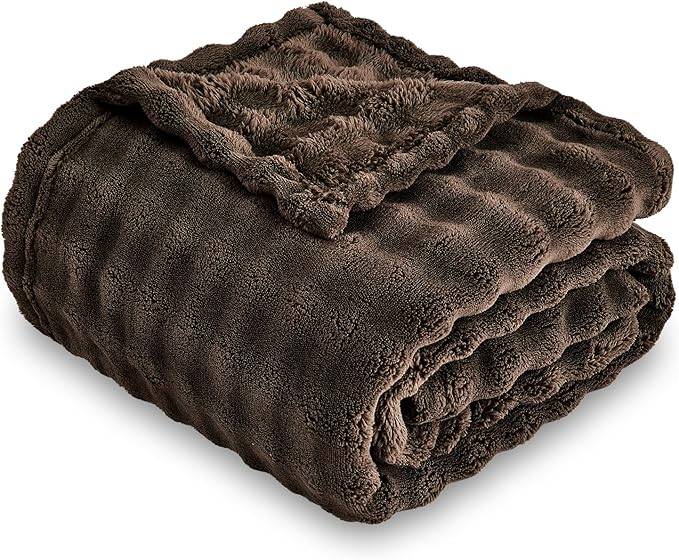 SOCHOW Brown Bubble Fleece Blanket for Couch, Super Soft Cozy Cute Throw Blanket for Women, Decorative Fuzzy Flannel Blanket, 50 x 60 Inches