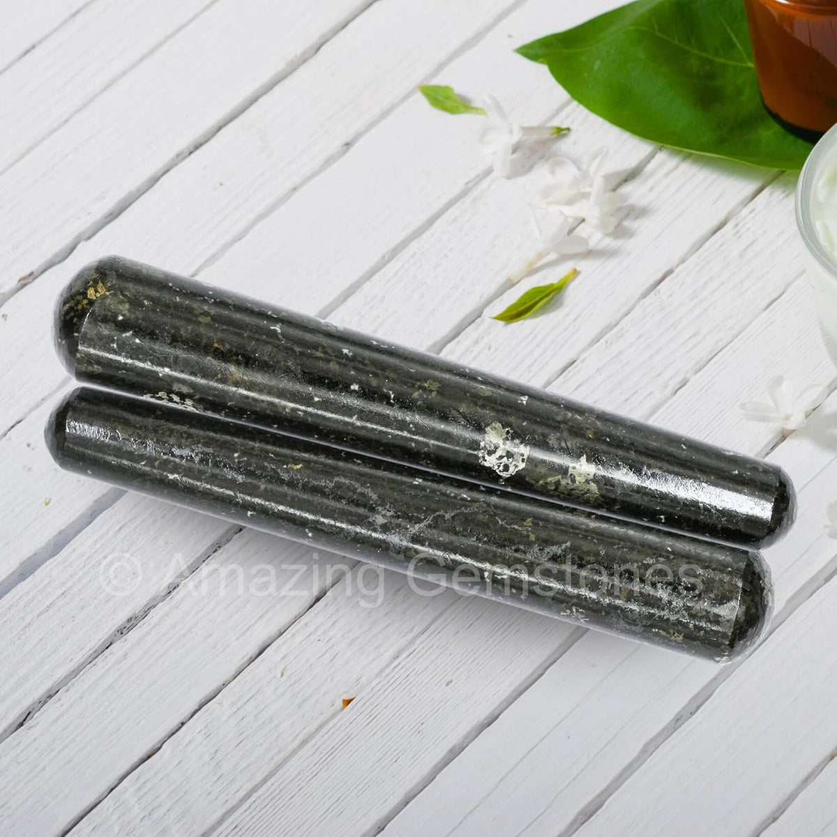 Amazing Gemstone Nuummite Crystal Wand Massage Stick - Pelvic Wand Gua Sha for Adults - Crystals and Healing Stones Massage Wands for Adults Gifts (Smooth)