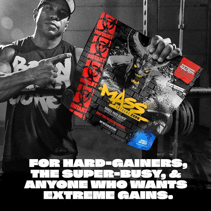 Mutant Mass Extreme Gainer – Whey Protein Powder – Build Muscle Size and Strength – High Density Clean Calories (Vanilla Ice Cream, 6 lbs)