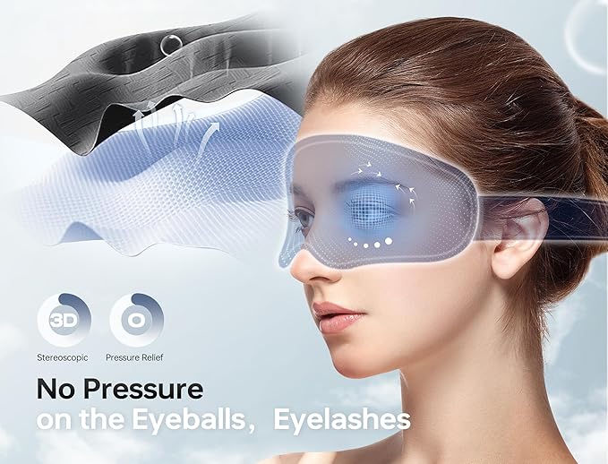 Sleep Mask with Bluetooth Headphones Wireless, TOPOINT 3D Eye Mask for Sleeping Headphones Women Men with Noise Canceling Earbuds, Thin Speaker, Blackout, 15 Hours for Travel, Meditation, CPAP Users