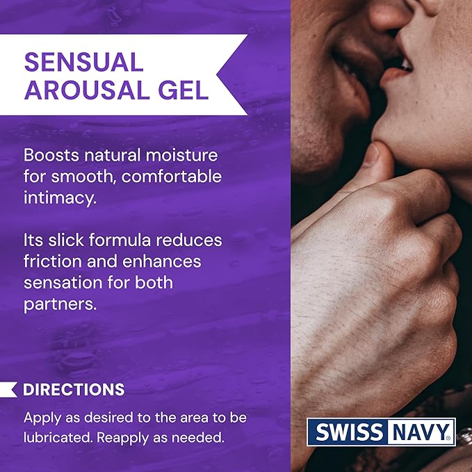Swiss Navy Sensual Arousal Personal Lubricant & Gel for Couples, Men & Women, Water Based Personal Lubrication with Niacin (Vitamin B3), Menthol, Peppermint, Butea Superba, Leak Proof Bottle, 2 Oz