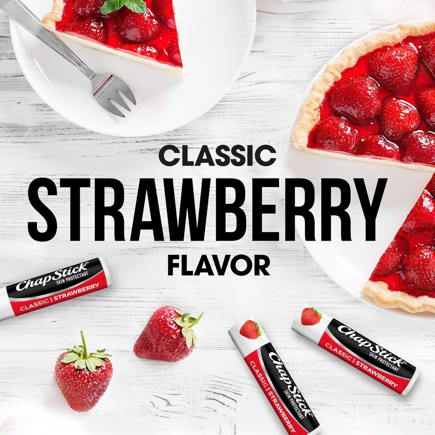 ChapStick Strawberry Lip Balm 5-Pack – Remix 3-Pack + Original 2-Pack, Sweet & Fruity Moisturizers for Dry Lips, 0.15 Oz Ea