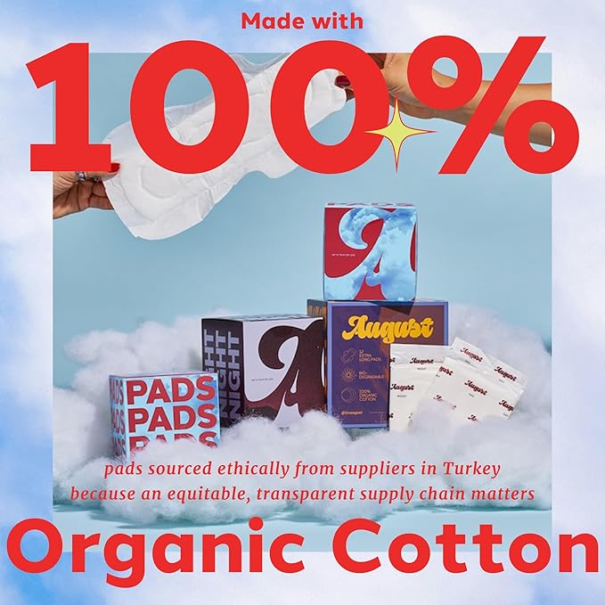 August Organic Panty Liners for Women and Anyone Who Menstruates, Made with Organic Cotton, 8 Daily Liners for Women, Toxin & Fragrance Free, Hypoallergenic Cotton