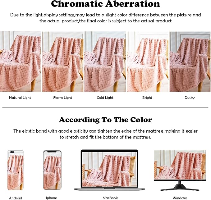 NEWCOSPLAY Super Soft King Blanket Pink Premium Silky Flannel Fleece 3D Waffle Checkered Lightweight Bed Blanket All Season Use (Pink, King(90"x110"))