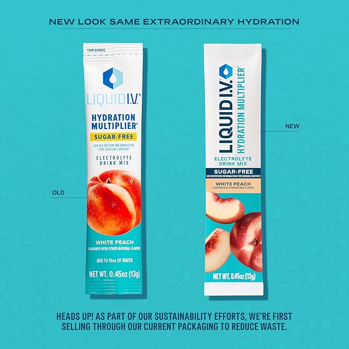 Liquid I.V.® Hydration Multiplier Sugar-Free - White Peach | Electrolyte Powder Drink Mix | 1 Pack (14 Servings)