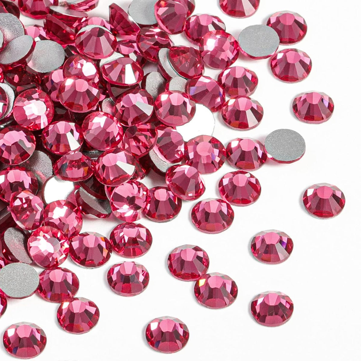 beadsland 1440pcs Flat Back Crystal Rhinestones Round Gems for Nail Art and Craft Glue Fix,Rose(SS16(3.8-4.0mm))